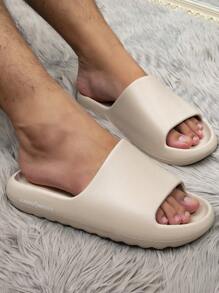 Męskie wygodne miękkie podeszwy antypoślizgowe proste kapcie, wszechstronne codzienne sandały plażowe w pomieszczeniach zamkniętych