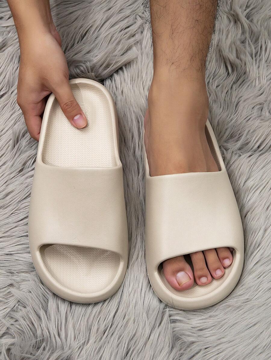 Męskie wygodne miękkie podeszwy antypoślizgowe proste kapcie, wszechstronne codzienne sandały plażowe w pomieszczeniach zamkniętych