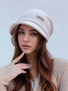 1 buah Topi Rajut Berkerudung Minimalis Kasual Warna Polos dengan Motif Patchwork, Bahan Hangat, Topi Beanie Modis Unisex untuk Musim Gugur/Dingin, Serbaguna - MultiWarna - View 5