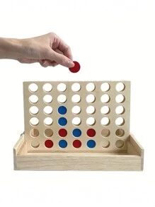 10.16 厘米木制四连棋连接棋盘游戏，可折叠经典家庭趣味玩具，适合旅行/圣诞节礼物 - 四連棋遊戲 - 查看 1