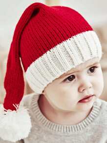 1pc Cute Christmas Santa Hat, Kids Warm Knitted Beanie For Autumn/Winter - Wool Cap - View 4