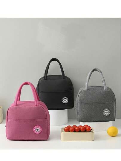 1 PIEZA Bolsa térmica de bento portátil, bolsa de plástico para el almuerzo, bolsa de almuerzo con bolsa de almuerzo para el trabajo y la escuela, bolsa de almuerzo, aluminio, almacenamiento, organizador de cocina, (color aleatorio en la parte inferior), regalo de Navidad, regreso a la escuela, bolsa de transporte para exteriores