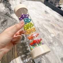 1pc Wooden Rainstick Montessori Baby Toy, Infant Rattle Sensory Development Toy, Toddler Children Music Instrument Toy - Multicolor - View 10