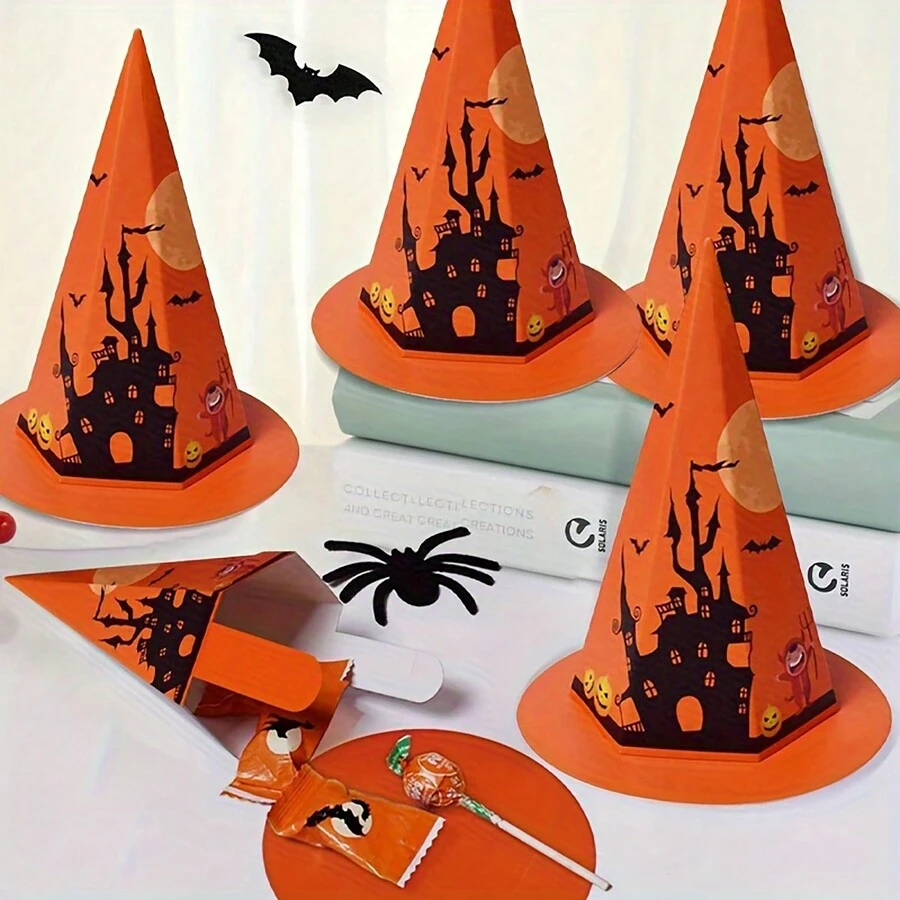 10 件万圣节糖果礼品套装 - 城堡和南瓜帽设计，适合 14 岁以上儿童的节日派对礼物 - 彩色 - 查看 1
