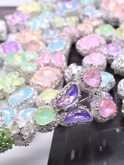 4pcs/Bag Handmade Metal Alloy Heart Oval Butterfly Flower Beads For Jewelry Making DIY Phone Chain Bead Pen Accessories