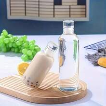 1 套高硼硅玻璃水瓶，带防漏盖，适合户外活动 - 透明玻璃瓶，11.83 盎司、16.91 盎司、25.36 盎司 - 白色 - 查看 8