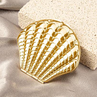 1 PC Gold Shell Makeup Mirror Fashionable Portable Makeup Mirror Available Compact And Delicate, Easy To Carry, Pressure And Impact Resistant. Perfect For Gifting Mothers, Aunts, Grandmothers, Daughters, Nieces, Sisters, Brides, And Bridesmaids. Ideal For Holidays, Birthdays, Weddings, Mother's Day, And Valentine's Day!,Makeup,Cheap,Room Decor,Vanity,Travel,Bedroom,Makeup Accessories,Mirror,Vanity Mirror,Mini Mirror,Compact Mirror,Mirror Small,Hand Mirror,Cheap,Stocking Stuffers,Makeup,Makeup Tools,Cheap Stuff,Gifts,Gifts For Women,Christmas Gifts,Giveaways,Travel,Cheap Stuff,Travel Essential