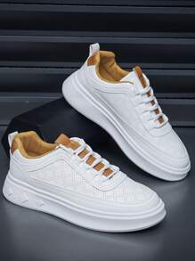 2024 New Men's Skateboard Shoes All-Match Men's Shoes Casual Shoes Sports Shoes Men's Outdoor Comfortable Flat Sneakers Men's Lace-Up White Shoes - White - View 7
