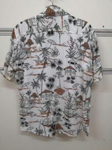 Camisa social masculina estampa manga curta - Branco - Visão 2