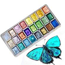 24-Color Watercolor Paint Set With Shimmering Metallic Accents, 0.03oz Tubes - Perfect For Artistic Creations & Calligraphy Porcelain Watercolor Palette - 24 Colors 1ml - View 3