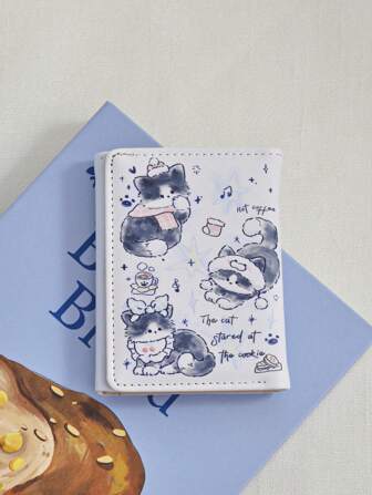 Cartera compacta con diseño de estrella de gato, gran capacidad, múltiples ranuras para tarjetas, monedero, idea de regalo 2024, billetera plegable unisex, billetera pequeña para mujeres, monedero, billetera pequeña, billetera linda