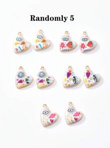 2/15 peças aleatórias multicoloridas góticas coração e mau-olhado charme, adequado para colar faça você mesmo, pulseira, brincos, chaveiro, corrente de telefone, casal presente jóias fazendo