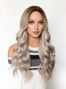 Blonde Ombre Synthetic Wigs Long Wavy Natural Hair Wigs For Women Daily Party Heat Resistant Wig - Blonde Ombre - View 3