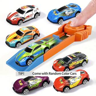 2pcs Children Catapult Toy Set With Fun Multi-Player Game, Easy And Fun To Play, 2 Color Combinations With Random Colored Model Cars For Boys To Experience The Mechanics Of Physics (Such As Conversion Of Elastic Potential Energy To Kinetic Energy) As A Gift