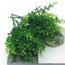 6 束户外人造抗紫外线假茎植物，人造塑料绿植室内外悬挂植物花园门廊窗框农场装饰家居婚礼工程套装，圣诞节 - 綠色 - 查看 9