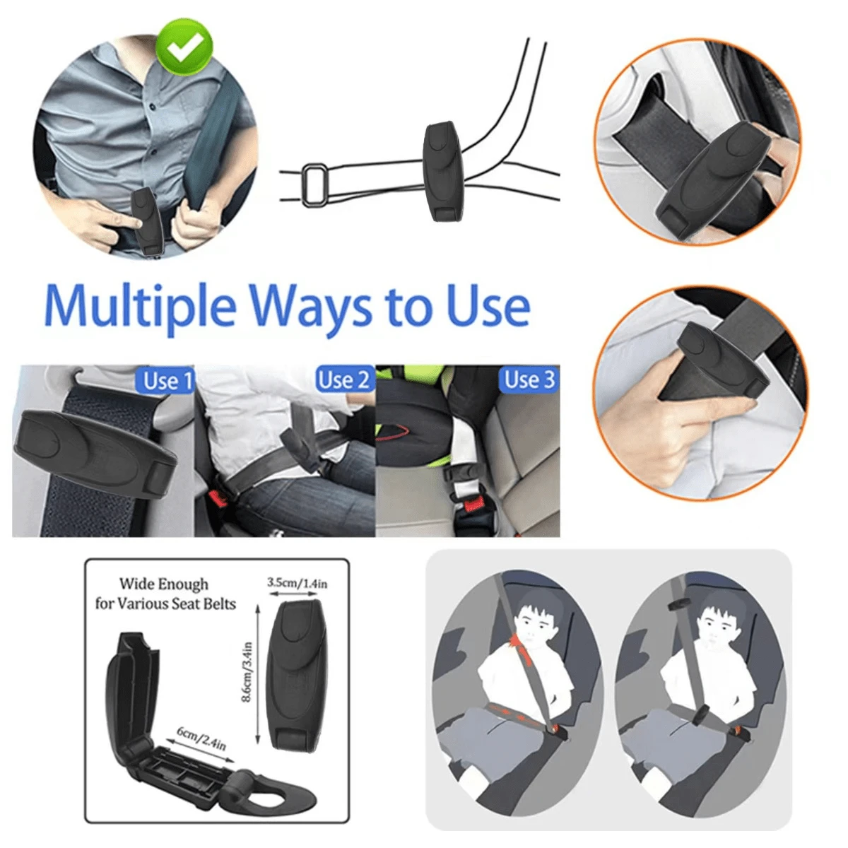 4 pièces Universal Boucles de ceinture de sécurité de voiture Verrous de ceinture de sécurité