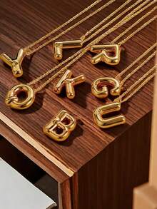 1PC Bong Bóng Chữ Cổ Bóng Ban Đầu Dây Chuyền Nữ Tinh Tế Bảng Chữ Cái Mặt Dây Chuyền Thổi Phồng Tên Cá Tính Trang Sức Quà Tặng - Nhiều màu - Xem 4