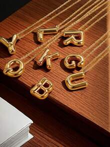 1PC Bong Bóng Chữ Cổ Bóng Ban Đầu Dây Chuyền Nữ Tinh Tế Bảng Chữ Cái Mặt Dây Chuyền Thổi Phồng Tên Cá Tính Trang Sức Quà Tặng - Nhiều màu - Xem 3