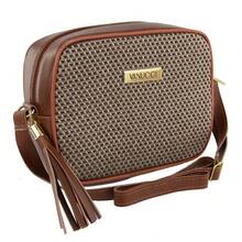 Women's Synthetic Crossbody Bag With Straw - 鏽棕色 - 查看 2