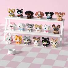 9 种不同的卡通狗积木套装，3000 个微粒组装宠物狗模型，3D 拼图 DIY 动物积木玩具，教育建筑套件，ABS 材料，完美的礼物 - 各种彩色狗形象 - 彩色 - 查看 7