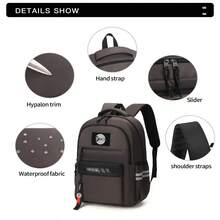 1PC户外便携背包双肩包男士简易大容量电脑旅行背包男女生初中生高中生书包 - 彩色 - 查看 1