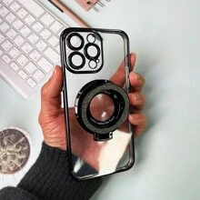 1 件黑色电镀 TPU 手机壳，带相机镜头保护膜，Magsafe 兼容防震保护套，兼容 15 Pro Max、14、13、12、11