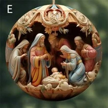 全新圣诞耶稣降生汽车挂件，亚克力立体耶稣降生祈祷卡挂件，家居装饰，场景装饰，主题派对装饰，墙面装饰，汽车装饰，圣诞节 - 彩色 - 查看 3