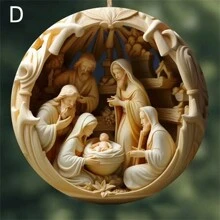 全新圣诞耶稣降生汽车挂件，亚克力立体耶稣降生祈祷卡挂件，家居装饰，场景装饰，主题派对装饰，墙面装饰，汽车装饰，圣诞节 - 彩色 - 查看 4