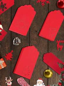 100 pièces/paquet Étiquettes de décoration de boîte à bonbons pour le cadeau de fête de Noël, cartes-cadeaux avec ficelles, Noël