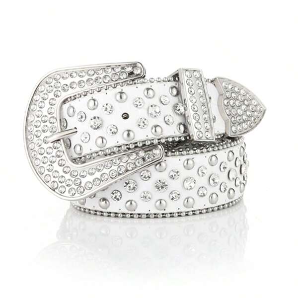 Y2K Style Women's Rhinestone Decorated Wide Waist Belt, Stylish Metallic Pin Buckle, Versatile Punk Hip-Hop Accessory Fall, Autumn, Halloween