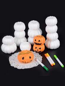 10/20/30Pcs White Foam Pumpkin Models Polystyrene Styrofoam Artificial Pumpkin DIY Handmade Craft Gift Halloween Decoration Props,Christmas - White - View 6