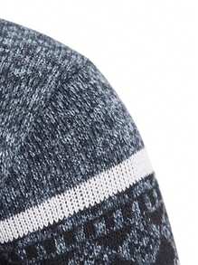 男士连帽针织毛衣，全拉链羊毛衬里开衫休闲常规版型针织连帽衫 - 黑色 - 查看 7