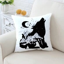 4 件动物森林亚麻印花抱枕套，家居装饰沙发靠垫套 - 彩色 - 查看 3