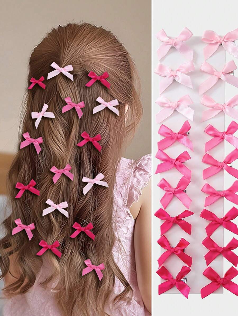 20 chiếc kẹp tóc công chúa nơ hồng ombre cho thiếu nữ, phụ kiện tóc hàng ngày - Nhiều màu - Xem 1