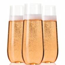 9oz Stemless Gold Rim Plastic Champagne Flutes - Clear Acrylic Cocktail Glasses, Unbreakable & Reusable For Parties, Weddings, Birthdays - Clear - View 11