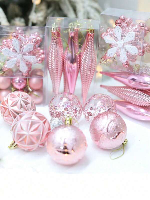 40PCS Shatterproof Christmas Balls, Tree Ornament Pendant Set, Contains 164cm Christmas Balls, 68cm Christmas Balls, 12 Ice Cones And 6 Snowflake Pendants For Christmas Tree Decorations Best Gifts Birthday