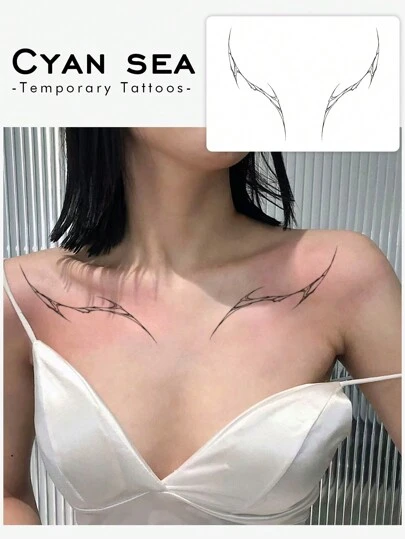 1 件防水临时恶魔角纹身贴纸，防汗，适合时尚日常使用