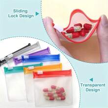 7-Pack Reusable Pill Pouches – Color-Coded, Secure Zip, Transparent Medicine Organizer For Travel And Daily Use - Multicolor - View 2