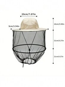 1 件透气钓鱼帽带蚊帐，轻便户外遮阳帽，可调节渔夫帽，适合徒步旅行和露营