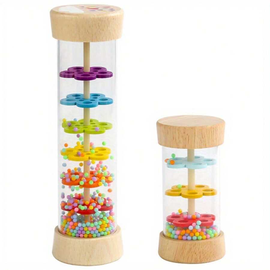 1pc Wooden Rainstick Montessori Baby Toy, Infant Rattle Sensory Development Toy, Toddler Children Music Instrument Toy