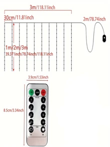 Luci a tendina a LED alimentate da USB - Telecomando, 8 modalità, resistenti all'acqua, opzioni multicolore per decorazioni di fidanzamento e festive, luci di Natale, decorazioni natalizie per la casa, decorazioni per la stanza, decorazioni natalizie invernali, regali di Natale, decorazioni natalizie