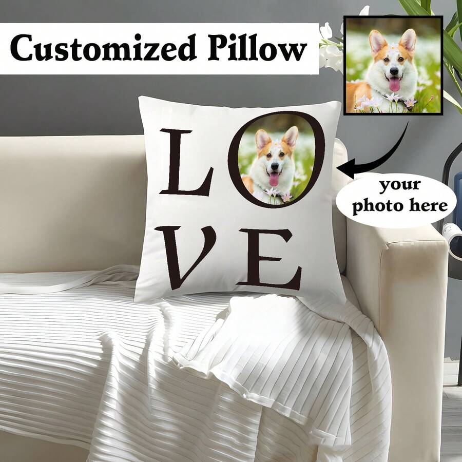 1 Personalized Photo Holland Velvet Throw Pillow - Soft Printed Cushion Cover For Mother's Day, Father's Day, Thanksgiving, Teacher's Day - Single Side Printed Custom Unique 2 Photo Combination Pillow Cover - Ideal Gift For Family, Friends And Yourself