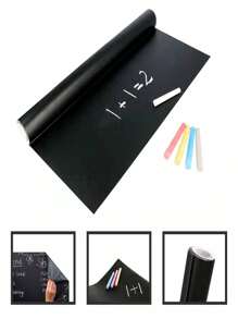 rollo de pizarra negra para gis, vinil autoadhesivo 200cmx 60cm incluye 5 gises - Negro - Ver 11
