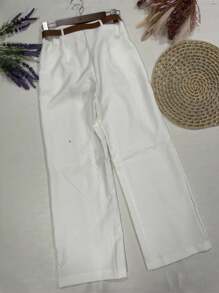 Pantalone Pants With Tailoring Woven Belt - trắng - Xem 2