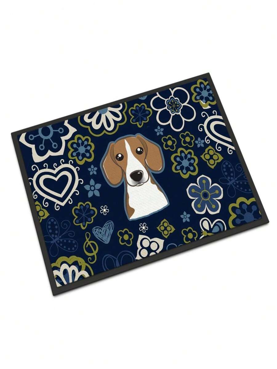 Carolines Treasures BB5090MAT 18 X 27 In. Blue Flowers Beagle Indoor Or Outdoor Mat - Nhiều màu - Xem 1