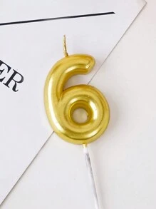 1 pieza Vela con número de cumpleaños dorada y plateada, Vela con número decorativa para pastel de cumpleaños, Artículo decorativo para pastel, repostería y fiesta, Regreso a clases, Día de San Valentín
