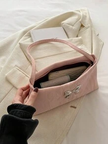 时尚女士蝴蝶结装饰单肩包女包腋下包方形包，送给她的完美情人节礼物，最佳情人节礼物选择