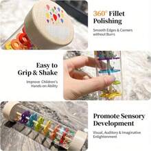 1pc Wooden Rainstick Montessori Baby Toy, Infant Rattle Sensory Development Toy, Toddler Children Music Instrument Toy - Multicolor - View 5
