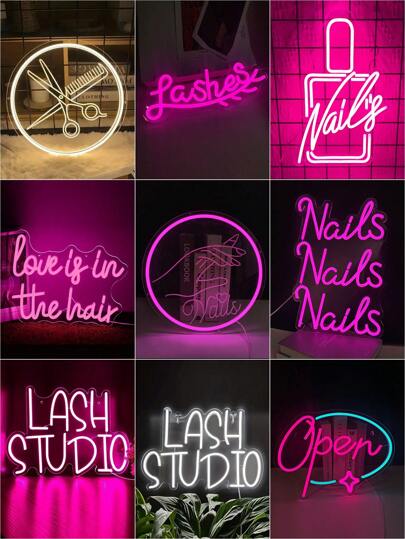 1pc Neon Sign Style LED Wall Hanging Decoration Light, Suitable For Hair Salon, Beauty Salon, Nail Salon, Spa Shop Decor