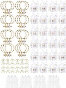 Juegos de 6/12/24 regalos de bautizo, que incluyen 6/12/24 piezas de pulseras con cruz de ángel, 6/12/24 piezas de cajas de regalo de bautizo, 6/12/24 piezas de etiquetas de agradecimiento, 6/12 piezas de bolsas de organza para el bautizo, regalos de bautizo para mujeres y hombres, regalos de fiesta de bodas